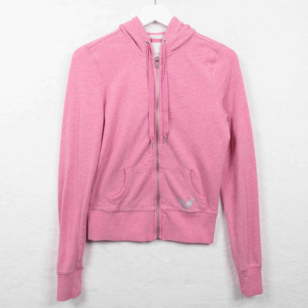 VICTORIAS SECRET Supermodel Essentials‎ Hoodie Zip Sweatshirt Pink VTG Y2K Sz S